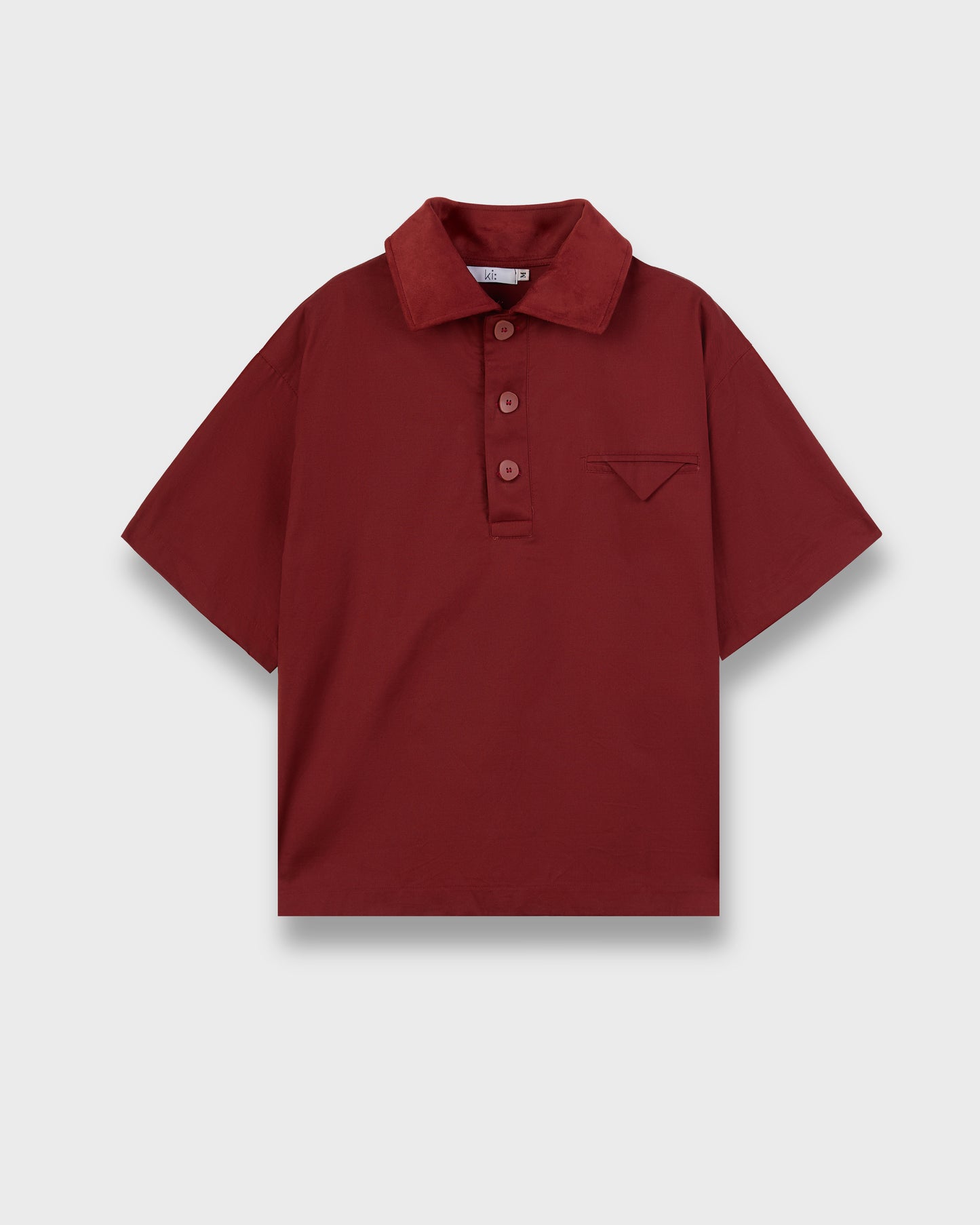 Suede Collar Oversized Polo Shirt
