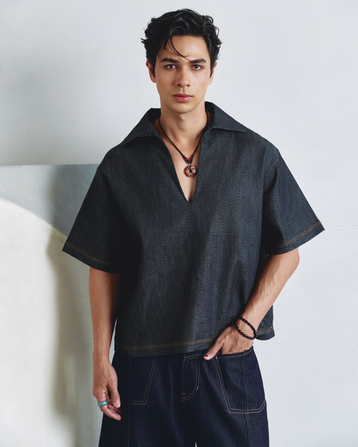 Denim Relax Collar Shirt