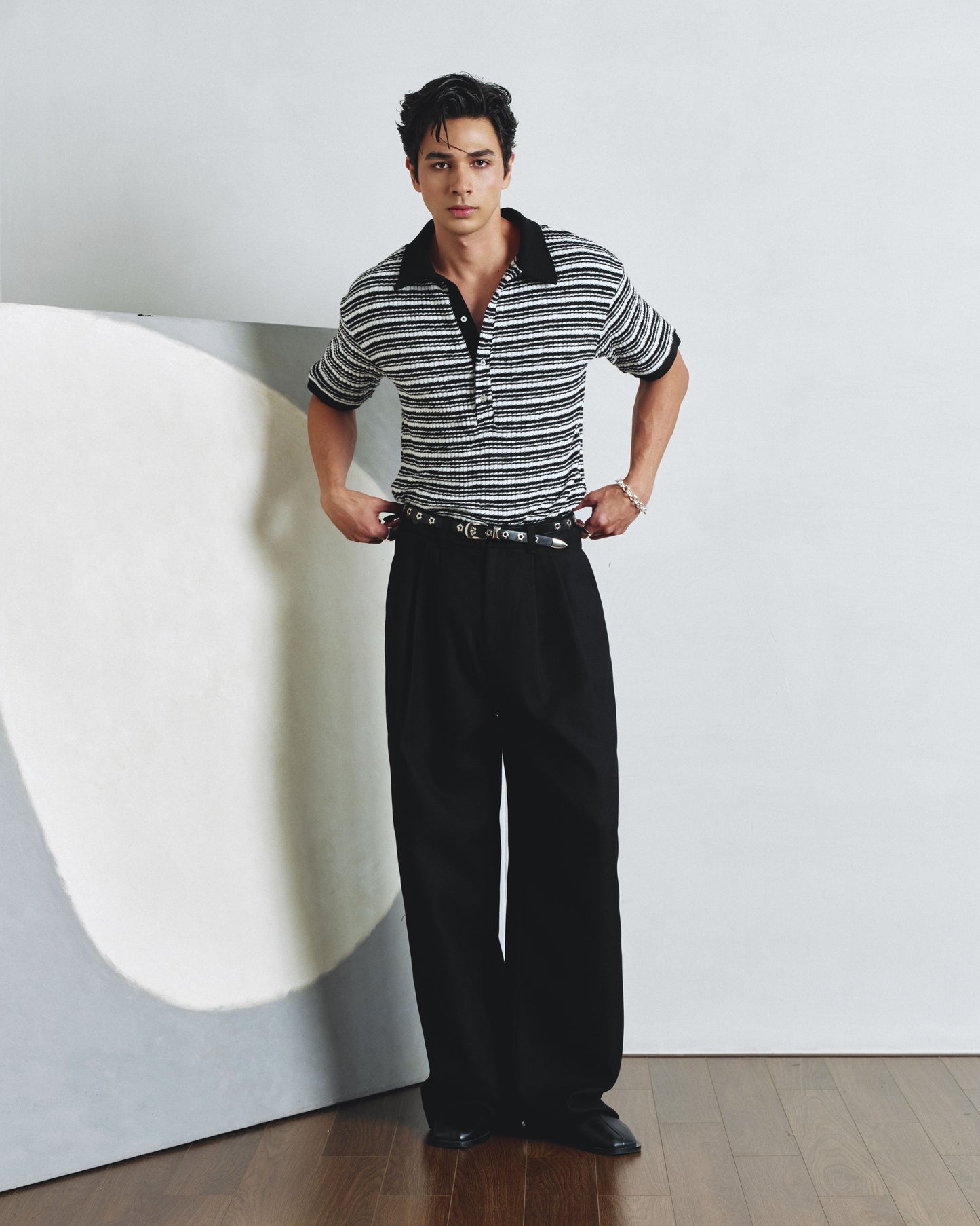 Deep V-neck Polo Shirt