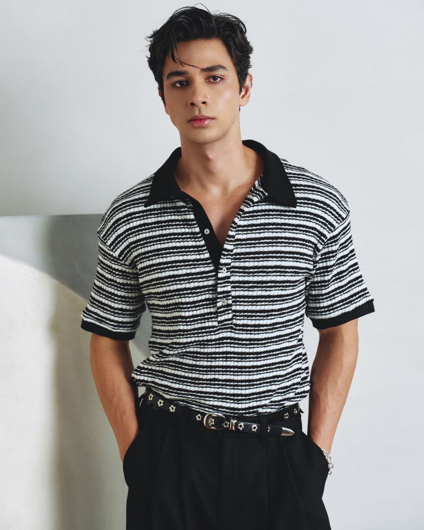 Deep V-neck Polo Shirt