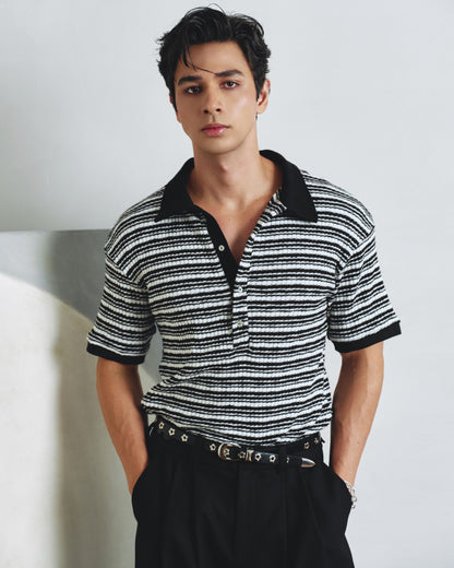 Deep V-neck Polo Shirt