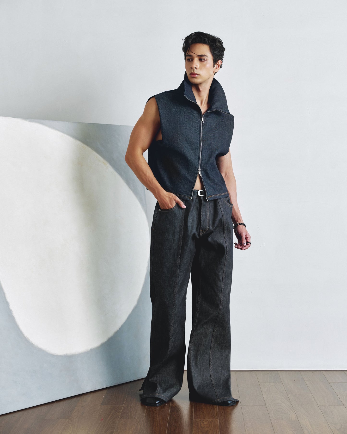 Denim Turtle Neck Vest