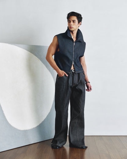 Denim Turtle Neck Vest